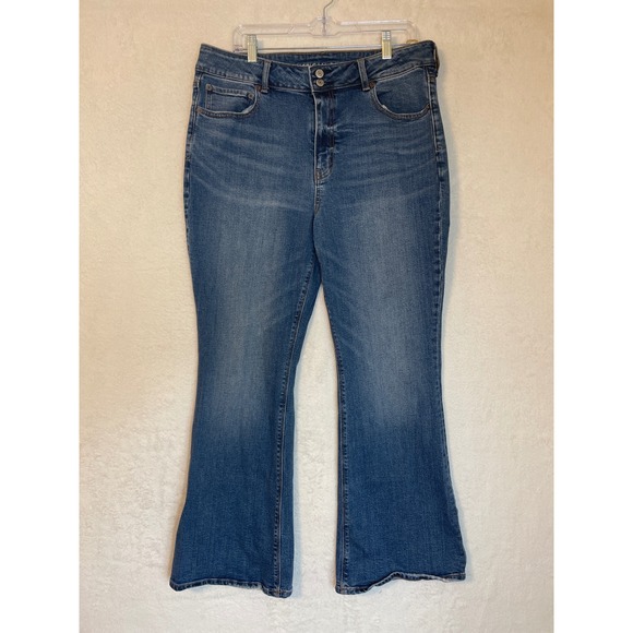 American Eagle Outfitters Denim - American Eagle Hi-Rise Artist Flare Jeans Blue Super Stretch Womens 18 Short